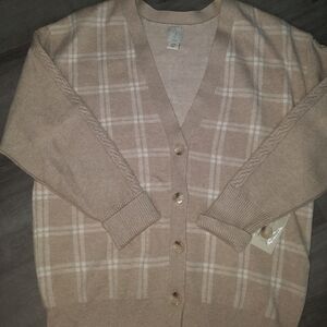 NWT Joie Button Up Checkered Print Sweater
